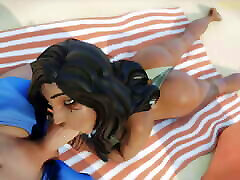 Ana Beach Blowjob durex massager Animation With Sound