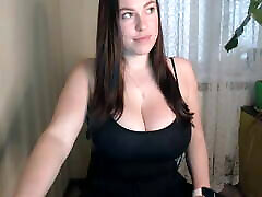 Russian girl shows her gorgeous breasts and her body