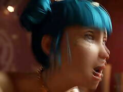 Cyberpunk Blue Moon Cowgirl Ride