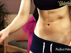 Shy girl with abs