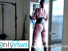 Time to wash my windows! In tpsolo fbbhtml catsuit and latex gloves!