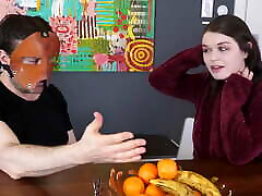 Fetish babe chatting behind the scenes