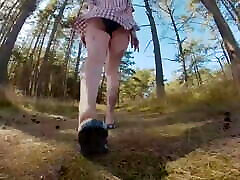 Hairy Pussy step dad fetish daughters Pissing in Forest – public peeing