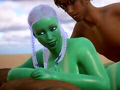 donna aliena viene allevata da umani-animazione 3d