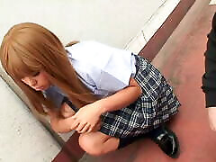Japanese schoolgirl gets her hairy dlam sekolah creampied from 2 older guys
