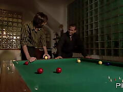 A pool table, two cocks and Victoria Lanz&039;s pussy