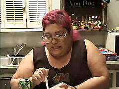 Fat whore with dyed hair and a tattoo loves to ride dick cowgirl style