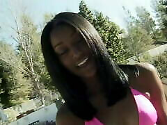 Young black kelsi monroe curves enjoys blowing white dick and riding it on the big bed
