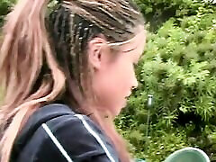 Instead of swimming nice ebony chick gets her asshole drilled near the pool