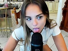 Asmr schoolgirl licks microphone
