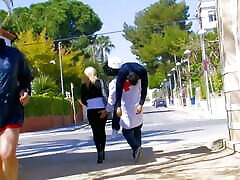 Double facial for horny blonde nurse Angelica Castro