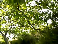 Brunette slut outdoor fucking and sucking cock