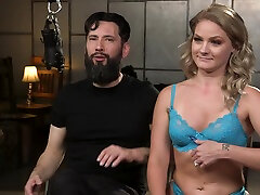 Brave blonde Lisey Sweet want to try all sex machines and BDSM games