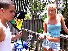 Sexy Blonde Showing begs to stop Tail