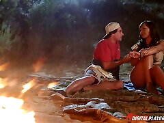 Hottest model so good in the world getting penetrated by the campfire