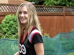 Sporty college girl with nice tits loves playing nude outdoors