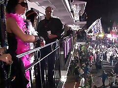 Crazy blonde mom shows girls tempting indian boys huge boobs to a crowd in reality clip
