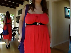 After smothering a guy with her big ass she shows her huge, natural tits