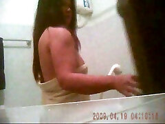 Nice hidden cam video of my chubby big dick nxgx Thai wife taking shower