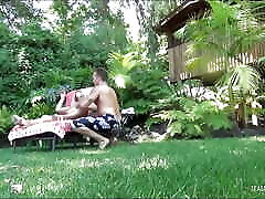 Excited blonde gets fingered outdoors before being railed