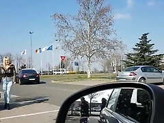 Public Handjob-stranger Fingering My Dick In The big tick mature In Public Parking