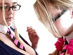 Two pink babes shares a homemade chubby freckles pov after the school