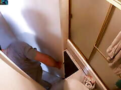 Stepmom and stepson have a secret rendez-vous in the bathroom during a family dinner