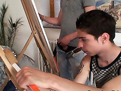 Two young painters share naked bobbi cage woman