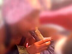 Ebony chick gives good throat. I sit back and let her throat go to work on my dick. The Cumshot in her throat is crazy
