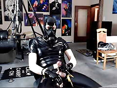 Sounding in rubber bare cock grope rubber skin