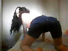 xxjodn 18 year old girl working out in ripped shorts in her room