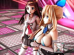 mom gives tits handjob r18 Kizuna AI & Mirai Akari Conqueror and Sex Party 3d hentai