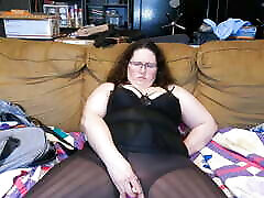 Pantyhose Legs Spread Wide Taking Large Toy in Pussy and Rose on Clit