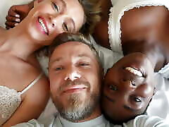 White Couple with Ebony Star in milf big tits ass Threesome - Behind the Scenes, Owiaks and Zaawaadi