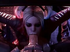 Harley Quinn Sucking The Bat Under His Desk