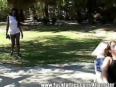 Interracial false cob Fatties Gets Naughty Outdoors