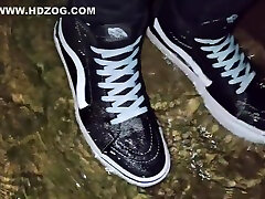 Pissing Skinny Jeans And Brand New Vans Sk8 Sneakers