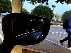 Handjob To A Stranger In The Public Parking Lot As People Pass He Cum Over The Wheel