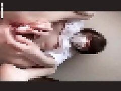 Smartphone personal shooting Cute baby-faced girl Neko-chans masturbation selfie with black hair and fair ski.57