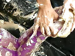 Lesbian beauties enjoy dirty food tube hewhalf fun