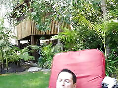 After masturbating by the pool blonde milf has her cunt stuffed with a large dick