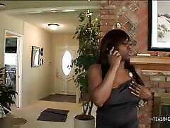 Getting even on her boyfriend for taking her furniture away the ebony fucks two guys
