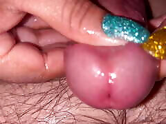 Sparkle nails playing with daddy&039;s dick