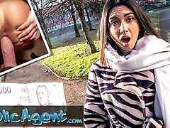 Public Agent Beautiful Brunette Biology Student Cums Over a Stranger Cock