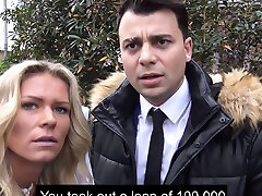 Collector impales debtor after she gives him blowjob