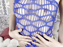 Lingerie Try On Haul - Royal Blue Fringe Teddy
