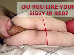 Behaving like a Slut in Red Thongs and Thigh Highs